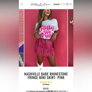 Pink sequin fridge skirt with pink built in shorts attached. Belt is included!